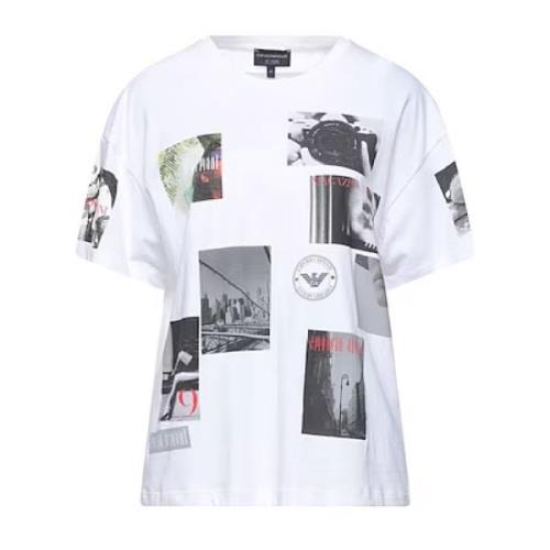 Emporio Armani Retro Vintage Kortärmad Vit Dam T-shirt White, Dam