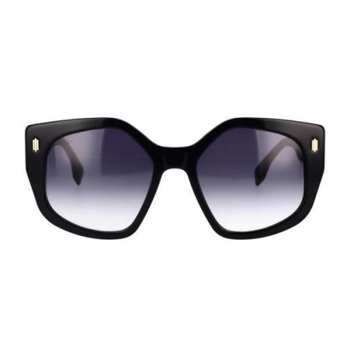 Fendi Oversized fyrkantiga solglasögon med blåtonade linser Black, Her...