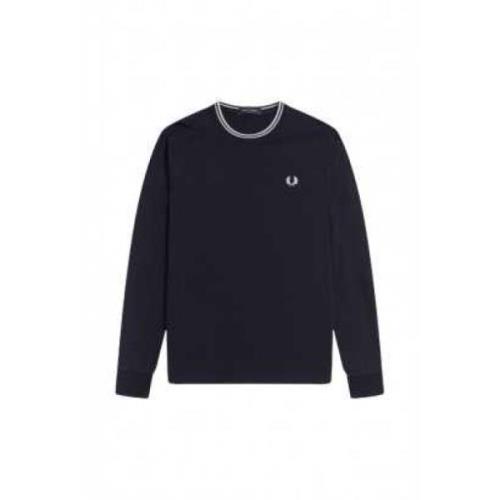 Fred Perry Marinblå Twin Tipped Långärmad T-shirt - Storlek Xxxl Blue,...