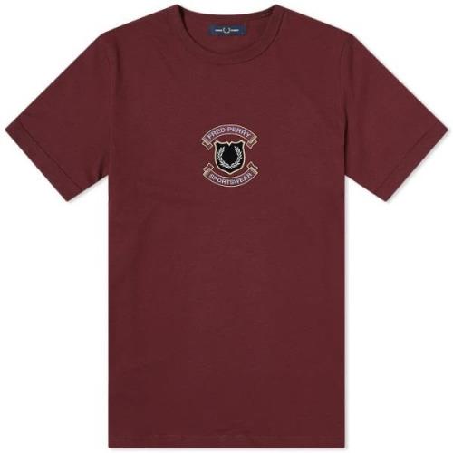 Fred Perry Autentisk Broderad Sköld T-Shirt Red, Herr