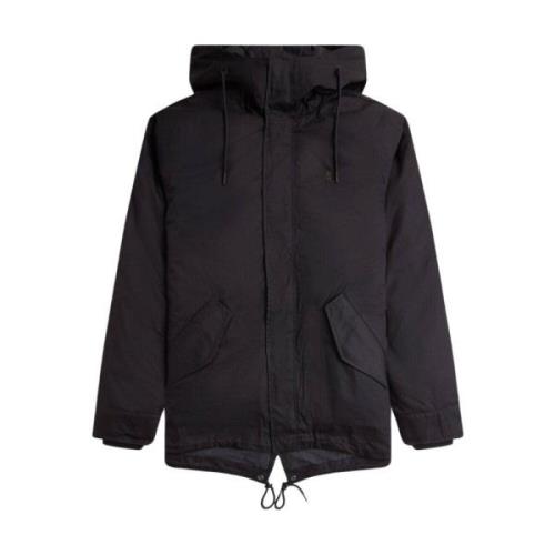 Fred Perry Kort Vadderad Parkas med Huva Black, Herr