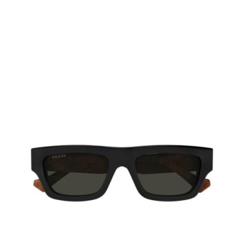 Gucci Fyrkantiga solglasögon för män Black, Unisex