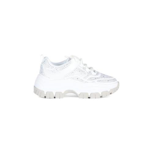 Guess Strass All Over Tyg Sneakers White, Dam