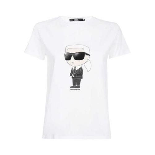 Karl Lagerfeld T-Shirt Maxi Print White, Dam