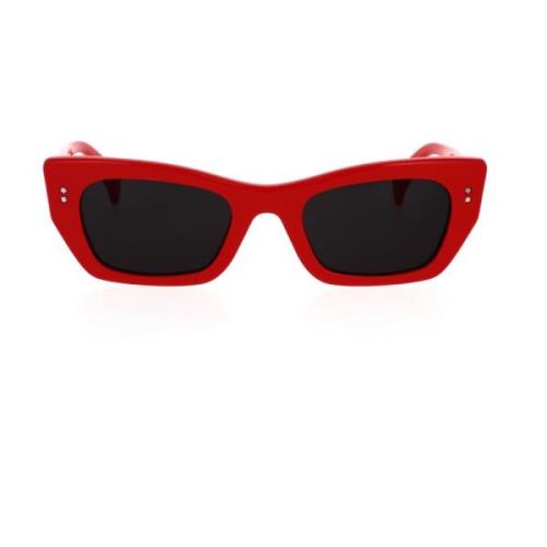 Kenzo Röda Cat-Eye Solglasögon med Gråa Linser Red, Unisex