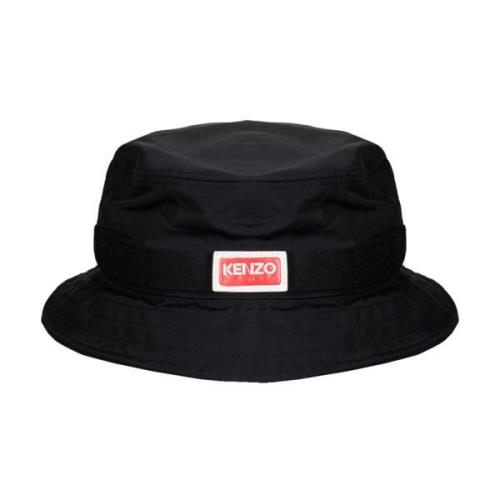 Kenzo Stilfull Svart Logo Bucket Hat Black, Unisex