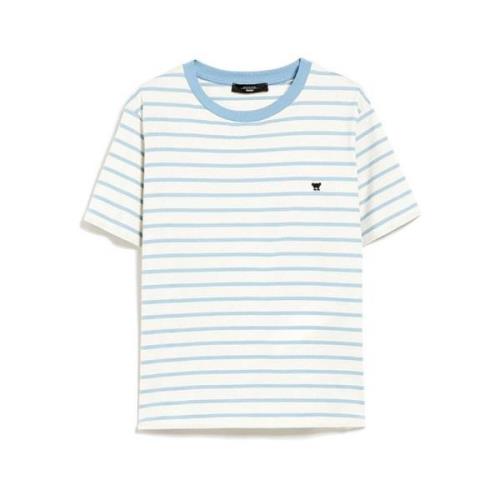 Max Mara Randig Bomull T-Shirt för Kvinnor Blue, Dam