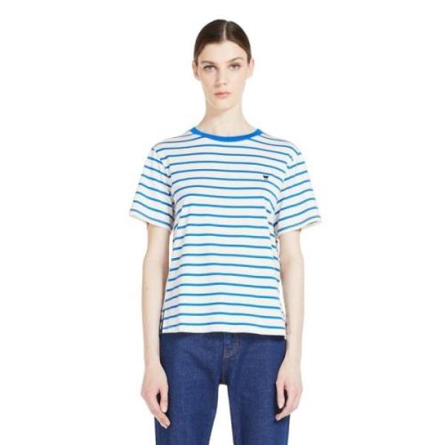 Max Mara Randig Bomullst-shirt för Kvinnor Blue, Dam