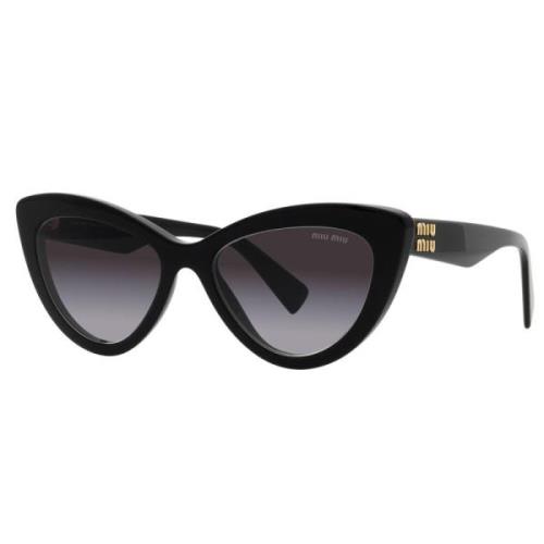 Miu Miu Stiliga Cat-Eye Solglasögon med Gråtonade Linser Black, Dam