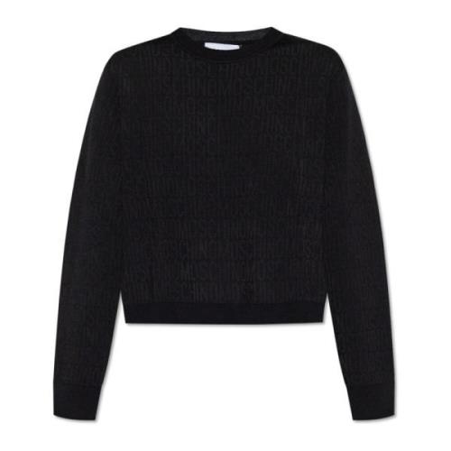 Moschino Monogrammönstrad tröja Black, Dam