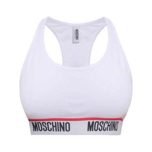 Moschino Crop top med logotyp White, Dam