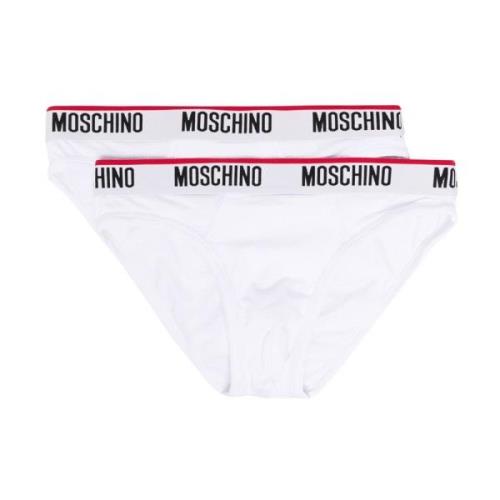 Moschino Vita Stretch Bomull Logo Midjeband Briefs White, Herr