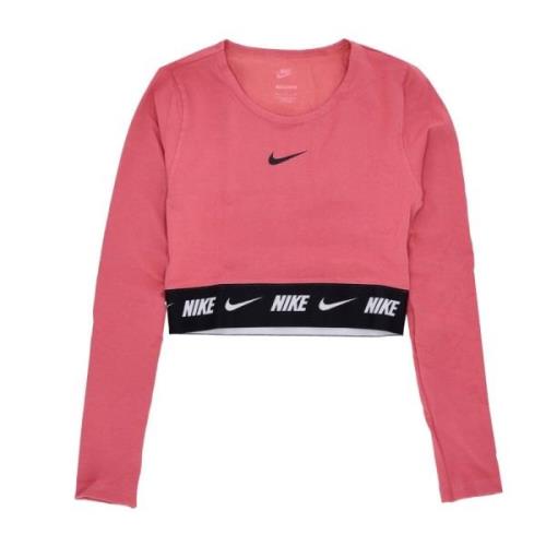 Nike Crop Tape Långärmad Top Pink, Dam