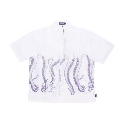 Octopus Short Sleeve Shirts White, Herr