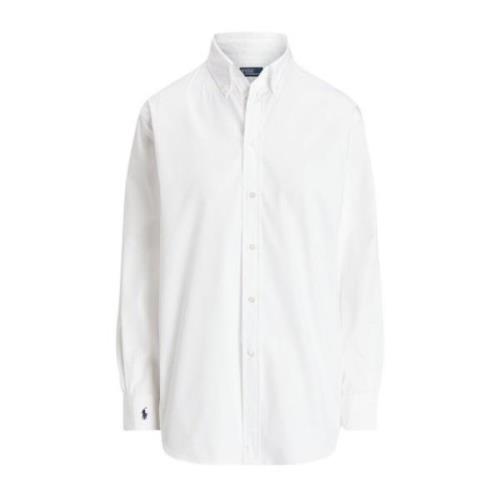 Polo Ralph Lauren Avslappnad bomullspoplin skjorta White, Dam