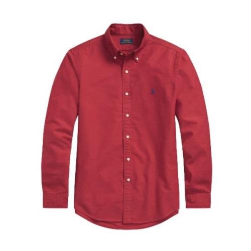 Polo Ralph Lauren Slim Oxford Skjorta i Sunrise Red Red, Herr