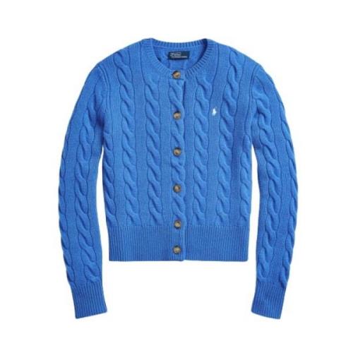 Polo Ralph Lauren Tvärgående Cashmere Ull Cardigan Blue, Dam