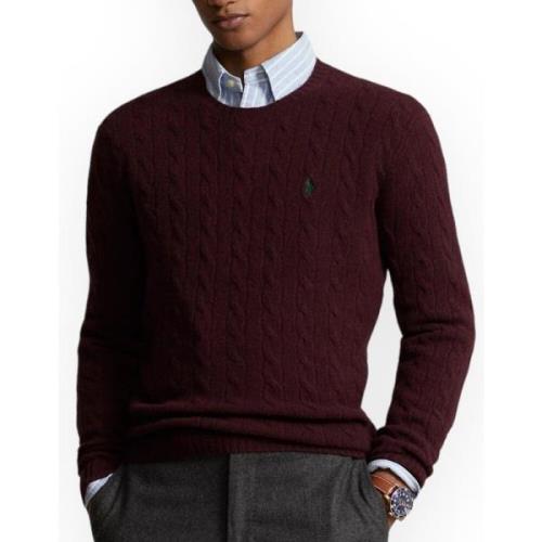 Polo Ralph Lauren Ull och Cashmere Kabelstickad Tröja Red, Herr