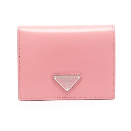 Prada Stilfullt läderplånbok med polerad finish och emaljlogotyp Pink,...