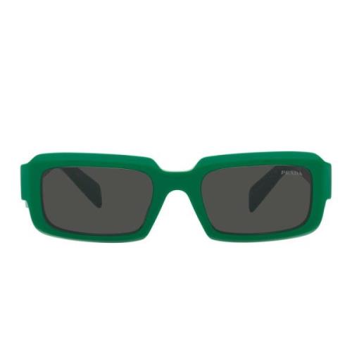 Prada Rektangulära solglasögon med grön mango-ram och mörkgråa linser ...