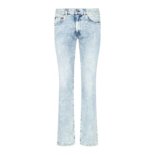 Ralph Lauren Slim-Fit Denim Jeans med Slitna Detaljer Blue, Herr