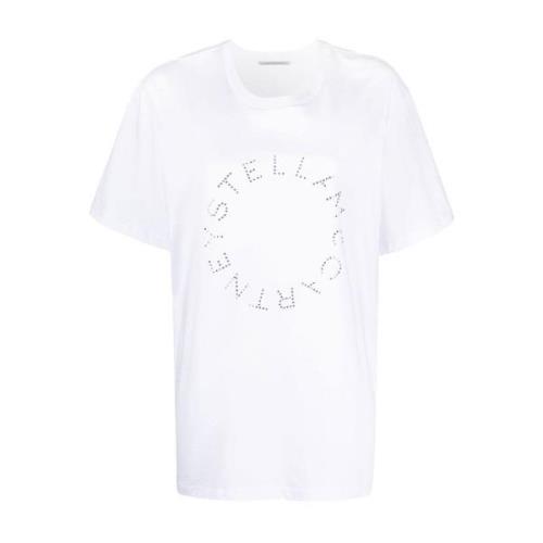 Stella McCartney Vit Bomull T-shirt med Logotyp White, Dam