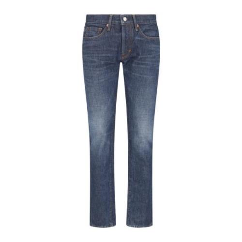 Tom Ford Slim-fit Jeans, Klisk Denimstil Blue, Herr
