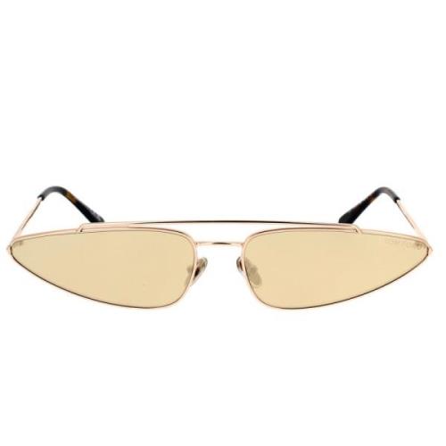 Tom Ford Geometriska solglasögon i metall med spegelglas i brunt Pink,...