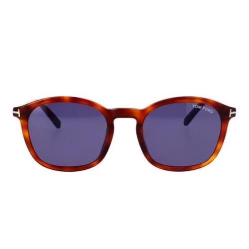 Tom Ford Klassiska fyrkantiga solglasögon med blåa linser Brown, Unise...