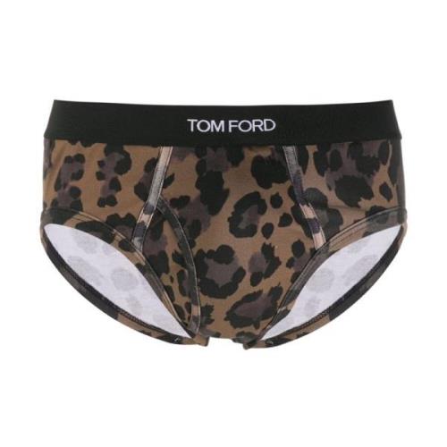 Tom Ford Leopardmönstrad Bomullsunderkläder Beige, Herr