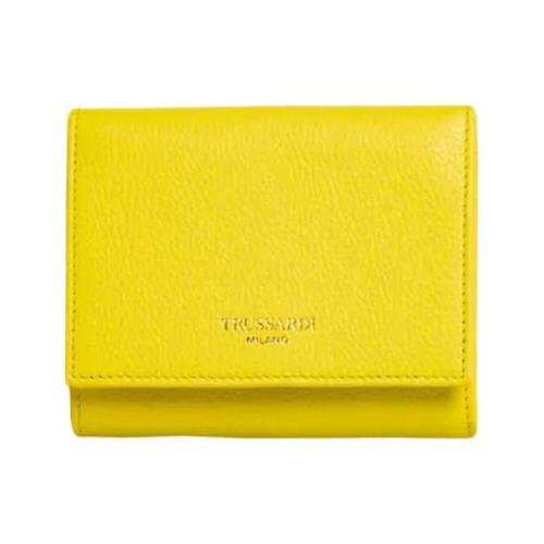 Trussardi Präglad Logotyp Läderplånbok för Kvinnor Yellow, Dam