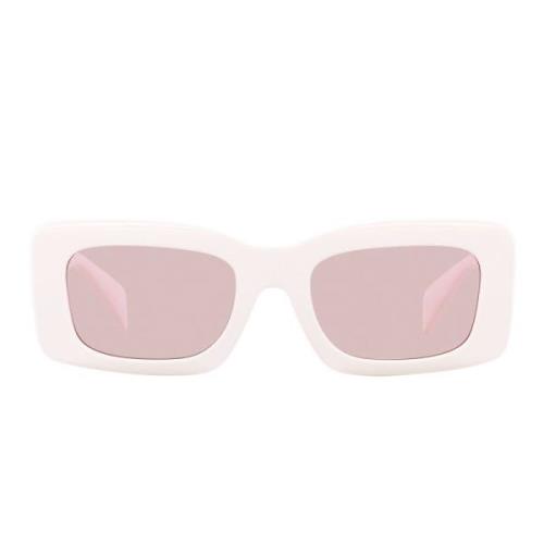 Versace Rektangulära solglasögon med rosa lins och vitt båge White, Un...