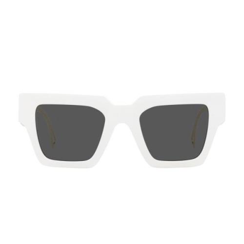 Versace Fyrkantiga solglasögon med mörkgrå lins och vit ram White, Uni...