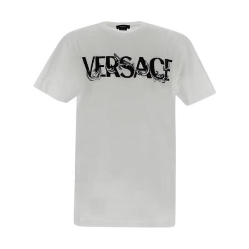 Versace Logo Writing Print T-shirt White, Herr