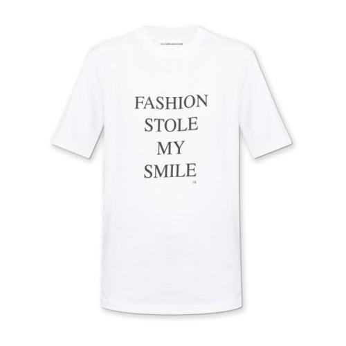 Victoria Beckham Tryckt T-shirt White, Dam