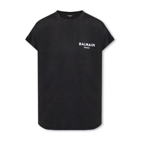 Balmain T-shirt med logotyp Black, Dam