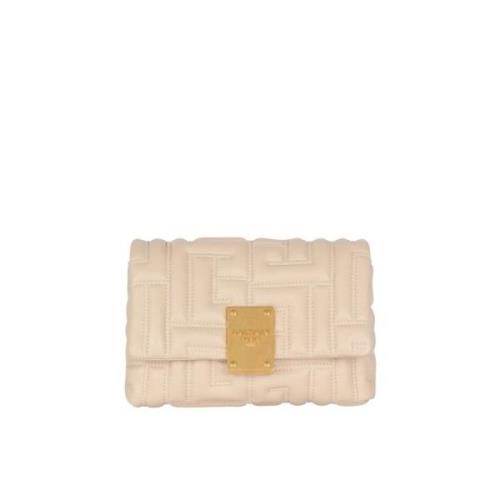 Balmain 1945 Soft mini bag in quilted leather Beige, Dam