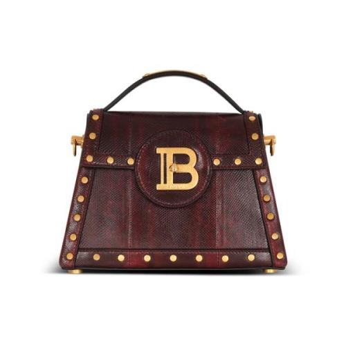 Balmain B-Buzz Dynasty Karung leather bag Red, Dam