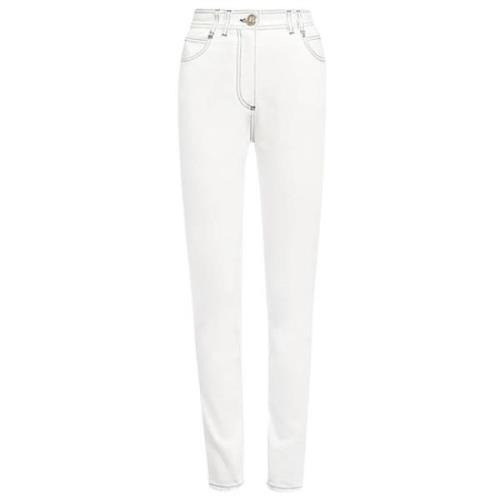 Balmain Högmidjade jeans för kvinnor med monogram B White, Herr