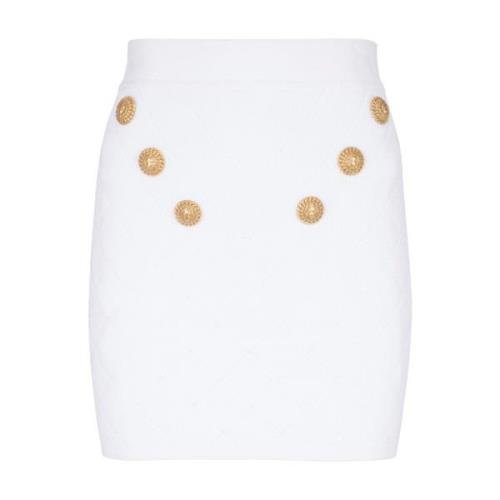 Balmain 6-knappad stickad kjol White, Dam