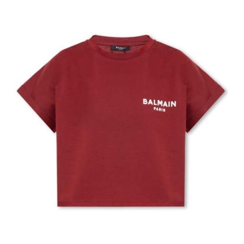 Balmain T-shirt med logotyp Red, Dam