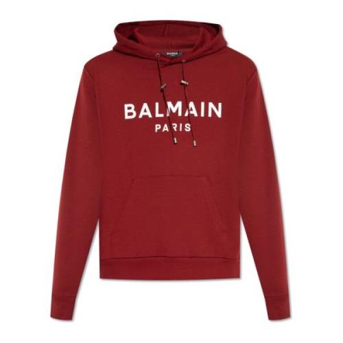 Balmain Hoodie med logotyp Red, Herr