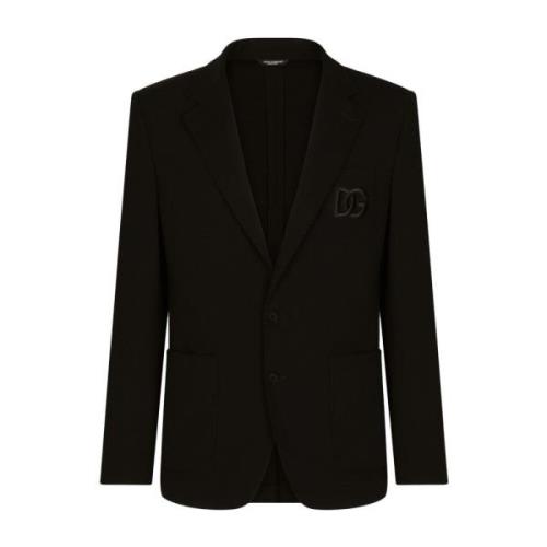 Dolce & Gabbana Lyxig Svart Jacka med Broderad Logotyp Black, Herr