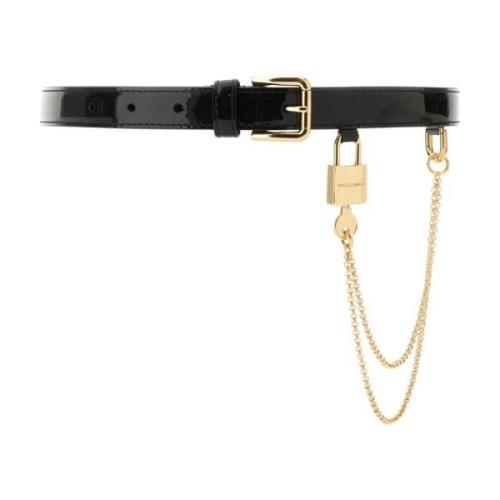 Dolce & Gabbana Svart läderbälte - Höjd: 2 cm Black, Dam