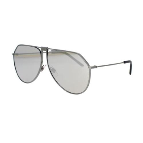 Dolce & Gabbana Gunmetal Grey Solglasögon med Ljusgrå Spegellinser Gra...