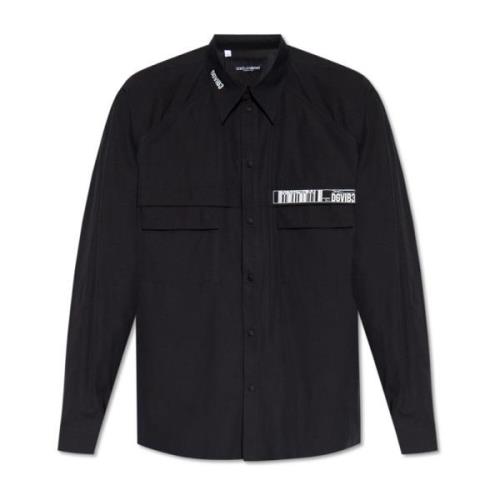 Dolce & Gabbana Skjorta med logotyp Black, Herr