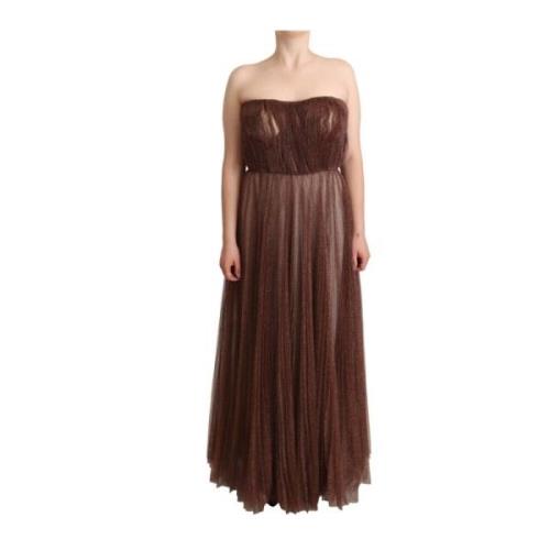 Dolce & Gabbana Metallic Bronze Maxi Klänning Brown, Dam