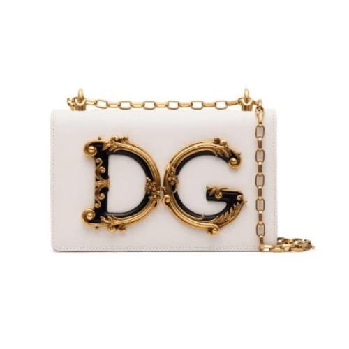 Dolce & Gabbana Barock DG Logo Axelväska White, Dam