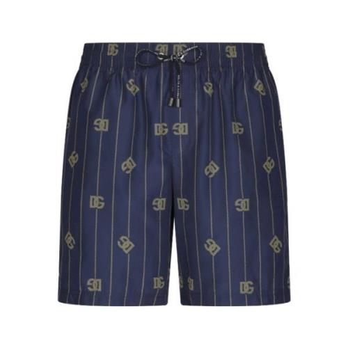 Dolce & Gabbana Marinblå Randig Beach Boxer Badkläder Blue, Herr