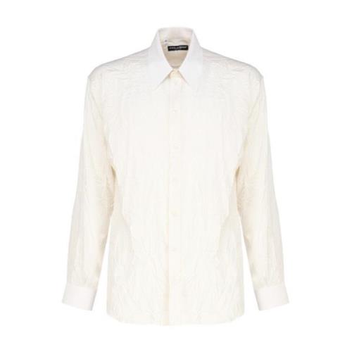 Dolce & Gabbana Silkeskjorta med Rynkeffekt White, Herr